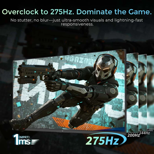 KTC H27E8 27'' QHD 240Hz (275Hz OC) Fast IPS gamer monitor, 1ms MPRT, HDR400, FreeSync/G‑Sync, alacsony kékfény, állítható, VESA