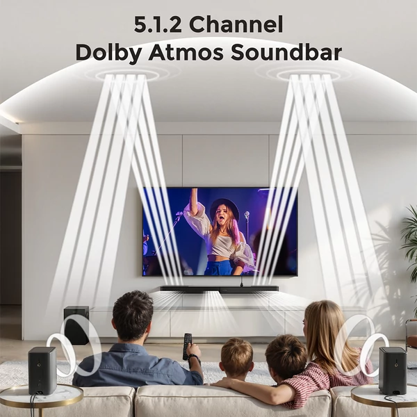 Ultimea Skywave F40 Boom 5.1.2 hangprojektor Dolby Atmos hangrendszerrel, HDMI eARC, 8 hangszóró, Bluetooth 5.4, állítható basszus, vezetéknélküli mélynyomó