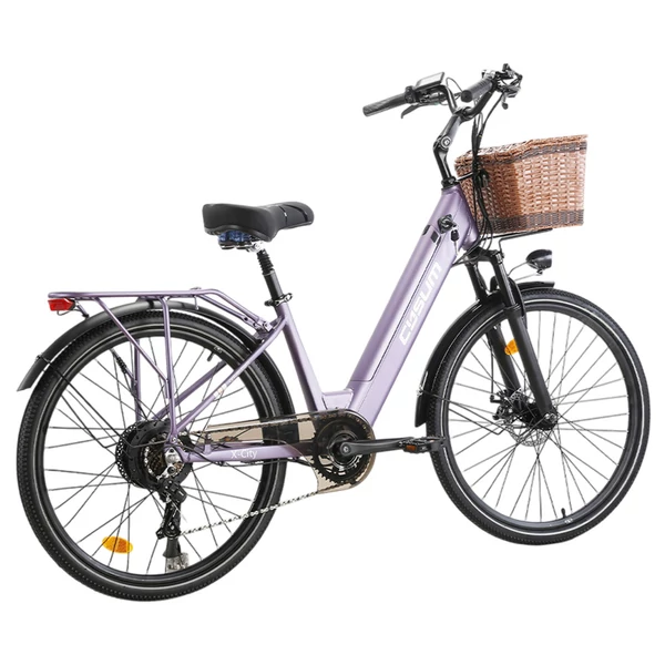 Cysum X‑City elektromos kerékpár, 250W motor, 48V 10.4Ah kivehető akkumulátor, 25 km/h, 100 km hatótáv, 26×1.95 gumik, tárcsafékek, 7 sebesség
