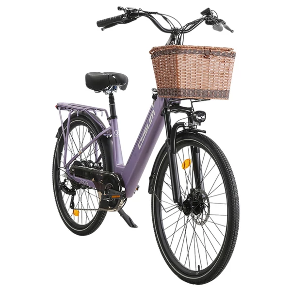 Cysum X‑City elektromos kerékpár, 250W motor, 48V 10.4Ah kivehető akkumulátor, 25 km/h, 100 km hatótáv, 26×1.95 gumik, tárcsafékek, 7 sebesség