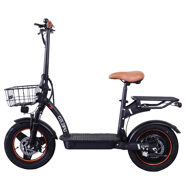 GELEIPU C14 elektromos roller üléssel: 500W, 48V 17.5Ah, 14" kerék, 25km/h, 100km hatótáv, kettős lengéscsillapító, tárcsafék