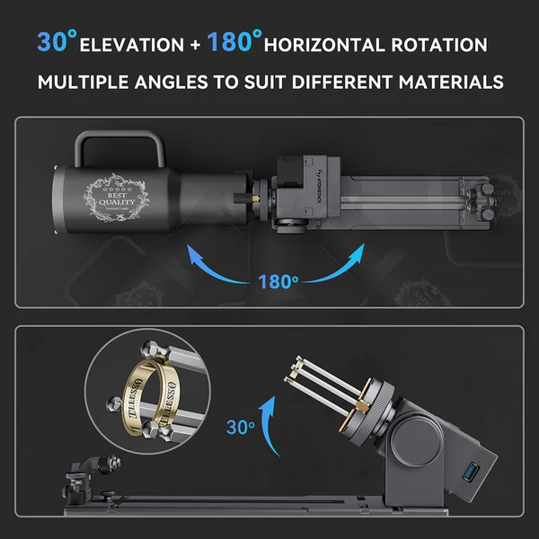 ATOMSTACK R8 Pro forgóhenger készlet (R6+R8), gravírozógép rotary roller kiegészítő, állítható magassággal