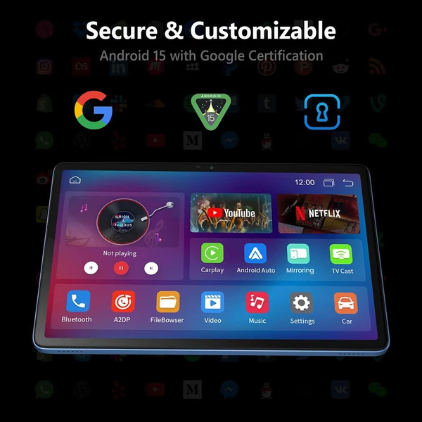 G‑tab T9 Pro tablet, 10.1'' 1280×800 IPS, Allwinner A333, Android 15, 4GB RAM 128GB ROM, WiFi 2.4/5G, BT 5.0, GPS, 2MP+5MP kamera, 5500mAh