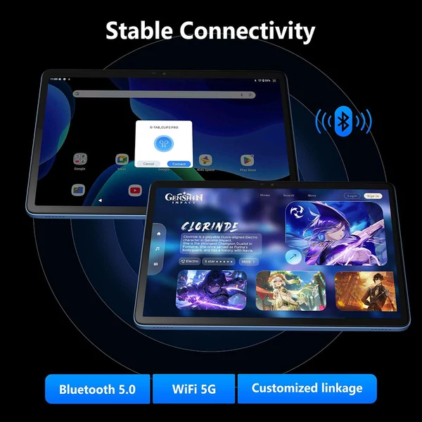 G‑tab T9 Pro tablet, 10.1'' 1280×800 IPS, Allwinner A333, Android 15, 4GB RAM 128GB ROM, WiFi 2.4/5G, BT 5.0, GPS, 2MP+5MP kamera, 5500mAh