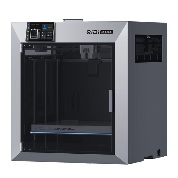 QIDI Max4 nagyformátumú 3D nyomtató, CoreXY, 800 mm/s, 370 °C hotend, fűtött kamra, AI kamera, automata szintezés, PLA/ABS/ASA/PA/PC/TPU kompatibilis
