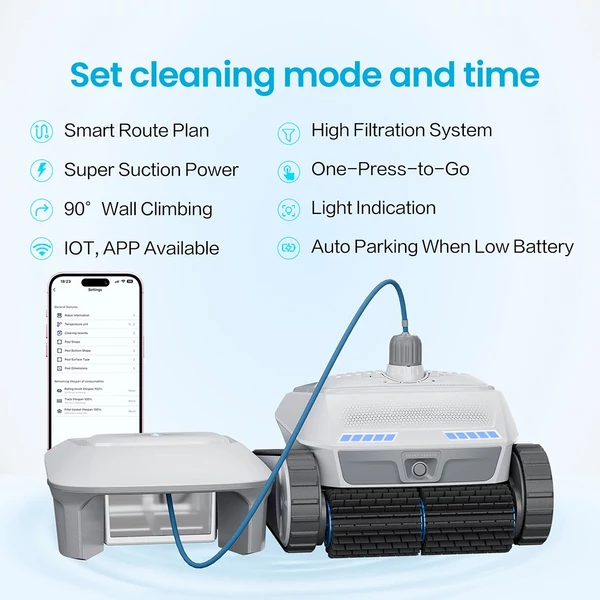 AIRROBO CP402 vezeték nélküli robot medencetisztító, okos útvonaltervezés, 4 motor, dupla kefék, 10400mAh, 2 órás üzemidő, IP68