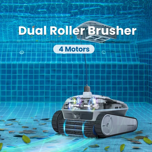 AIRROBO CP402 vezeték nélküli robot medencetisztító, okos útvonaltervezés, 4 motor, dupla kefék, 10400mAh, 2 órás üzemidő, IP68