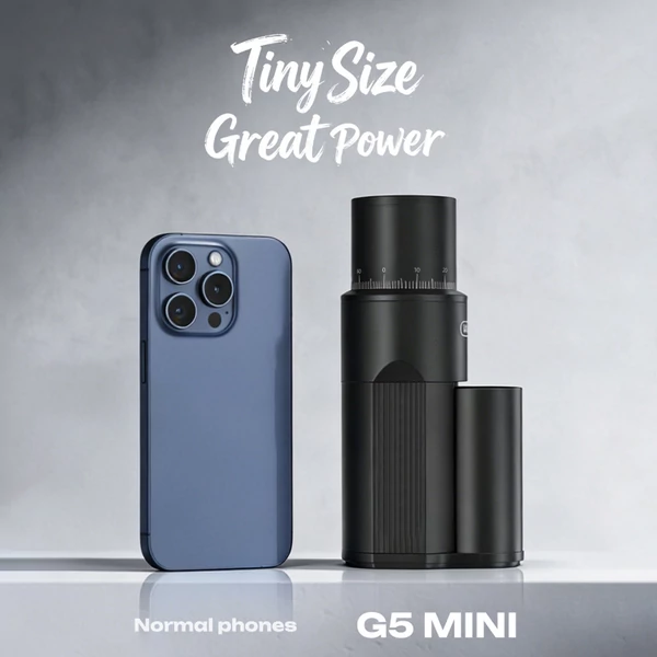HiBREW G5 MINI hordozható elektromos kávédaráló, 100 fokozatú állítás, 5200mAh akku, 38mm rozsdamentes kúpos kés, Type‑C töltés