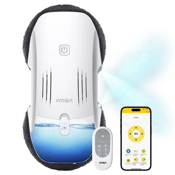 FMART T10 PRO ablakporszívó robot, száraz‑nedves tisztítás, 3800Pa szívóerő, AI útvonal, 4 mód, APP/ távirányító, 120ml tartály, élérzékelés