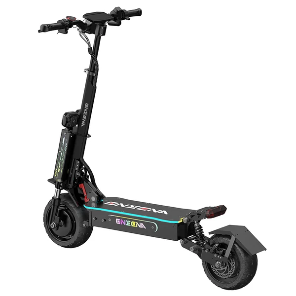 ONECNA GT7 összecsukható elektromos roller, dupla 2800W motor, 60V 27Ah akku, 80 km/h, 89 km hatótáv, 11" terepgumi, olajos fék, app, 150 kg