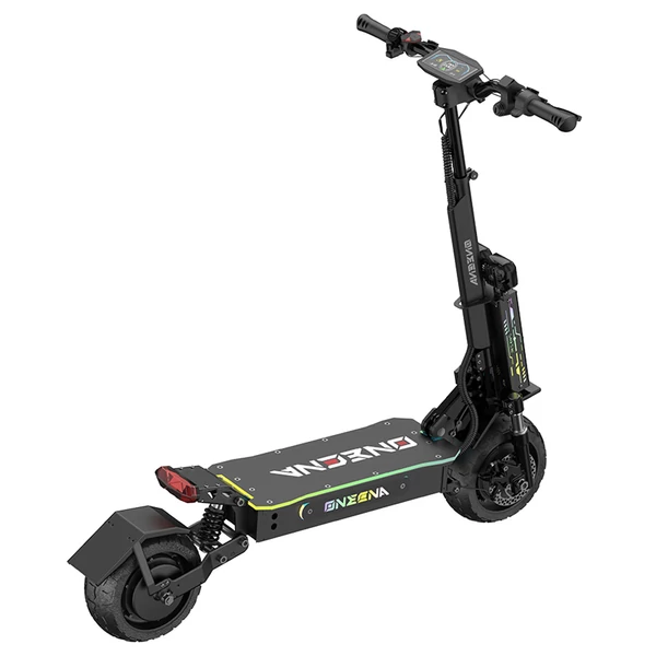 ONECNA GT7 összecsukható elektromos roller, dupla 2800W motor, 60V 27Ah akku, 80 km/h, 89 km hatótáv, 11" terepgumi, olajos fék, app, 150 kg
