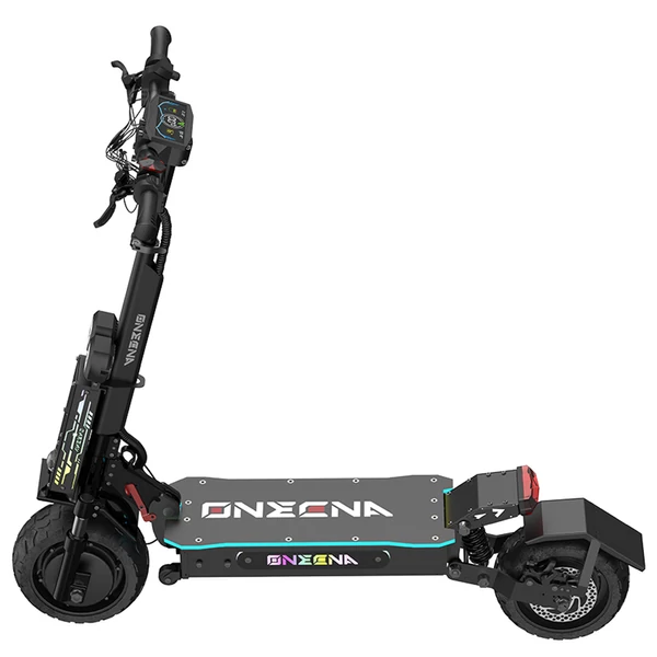 ONECNA GT7 összecsukható elektromos roller, dupla 2800W motor, 60V 27Ah akku, 80 km/h, 89 km hatótáv, 11" terepgumi, olajos fék, app, 150 kg