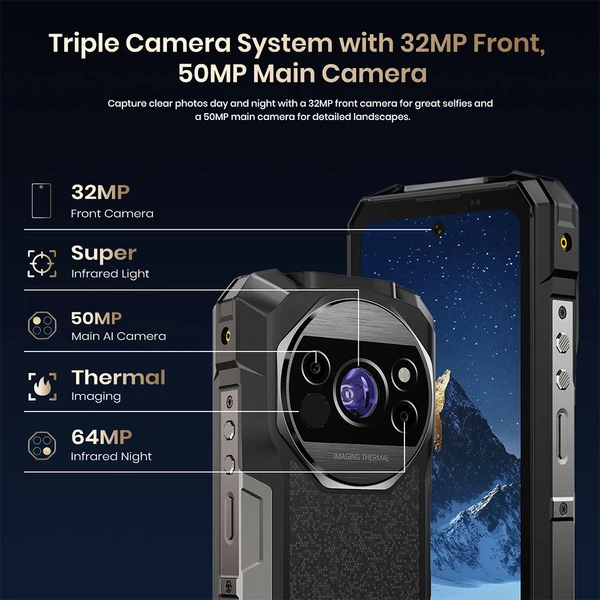 FOSSiBOT F115 Ultra strapabíró okostelefon, Dimensity 7100 5G, 36GB RAM, 256GB tárhely, 20000mAh, lézeres távmérő, hőkamera, éjjellátó