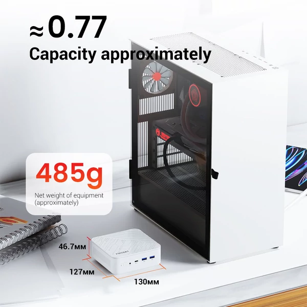 FIREBAT AM02 Barebone Mini PC, Ryzen 7 H255, Radeon 780M, DDR5 és M.2 bővítés, HDMI/DP/Type‑C, WiFi 6, BT 5.2