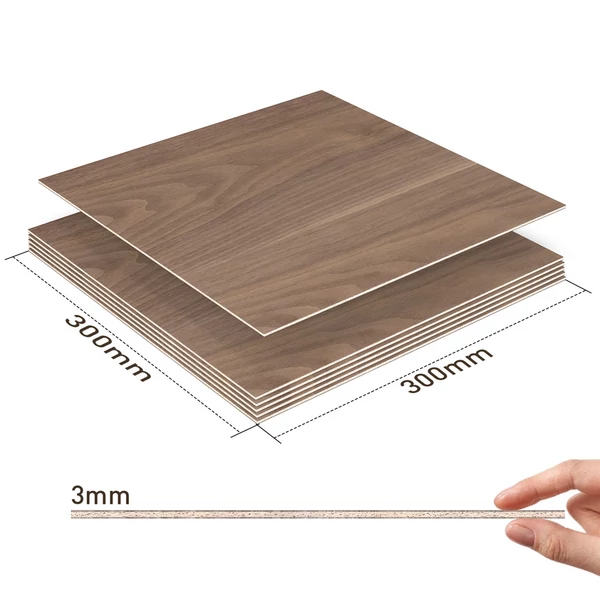 Mecpow AS3 diófa lapok, 300×300×3 mm, 6 darabos csomag kézműves és DIY projektekhez