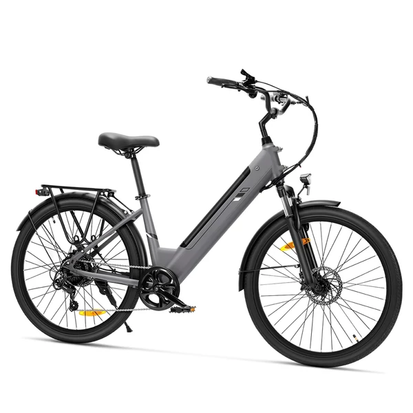 Touroll J2 ST elektromos kerékpár, 250W motor, 36V 15.6Ah akku, 26” kerék, 25km/h, 100km hatótáv, tárcsafék, első teleszkóp – Szürke