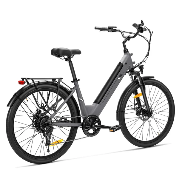 Touroll J2 ST elektromos kerékpár, 250W motor, 36V 15.6Ah akku, 26” kerék, 25km/h, 100km hatótáv, tárcsafék, első teleszkóp – Szürke