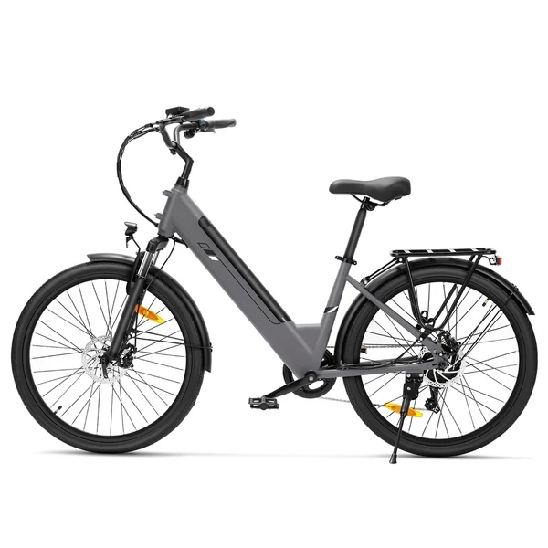 Touroll J2 ST elektromos kerékpár, 250W motor, 36V 15.6Ah akku, 26” kerék, 25km/h, 100km hatótáv, tárcsafék, első teleszkóp – Szürke