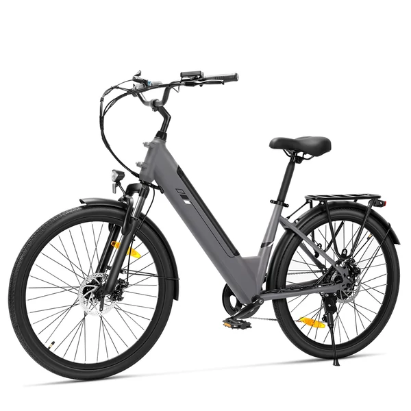 Touroll J2 ST elektromos kerékpár, 250W motor, 36V 15.6Ah akku, 26” kerék, 25km/h, 100km hatótáv, tárcsafék, első teleszkóp – Szürke