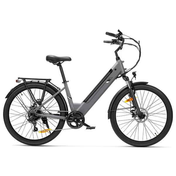 Touroll J2 ST elektromos kerékpár, 250W motor, 36V 15.6Ah akku, 26” kerék, 25km/h, 100km hatótáv, tárcsafék, első teleszkóp – Szürke