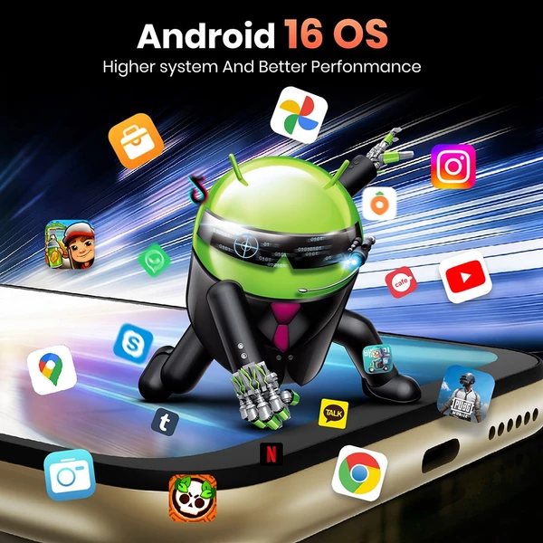 FOSSiBOT S7 okostelefon, 6.9'' 120Hz HD+ kijelző, hátsó 1.85'' képernyő, Unisoc T615, 4GB RAM, 128GB tárhely, 5000mAh, 16MP kamera, Dual 4G SIM - Arany