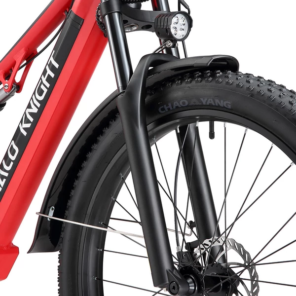 Halo Knight H03 elektromos kerékpár, 1000W motor, 48V 19.2Ah akku, 27.5×3.0 gumi, 50km/h, 90km hatótáv, hidraulikus fék, Shimano 7 sebesség – Piros
