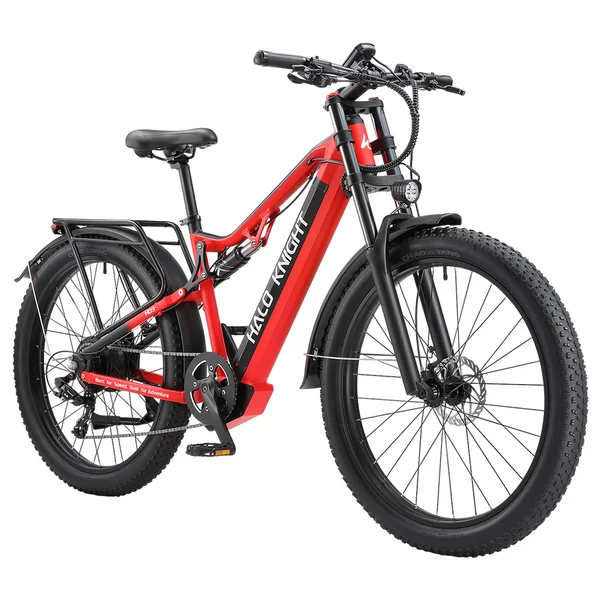 Halo Knight H03 elektromos kerékpár, 1000W motor, 48V 19.2Ah akku, 27.5×3.0 gumi, 50km/h, 90km hatótáv, hidraulikus fék, Shimano 7 sebesség – Piros