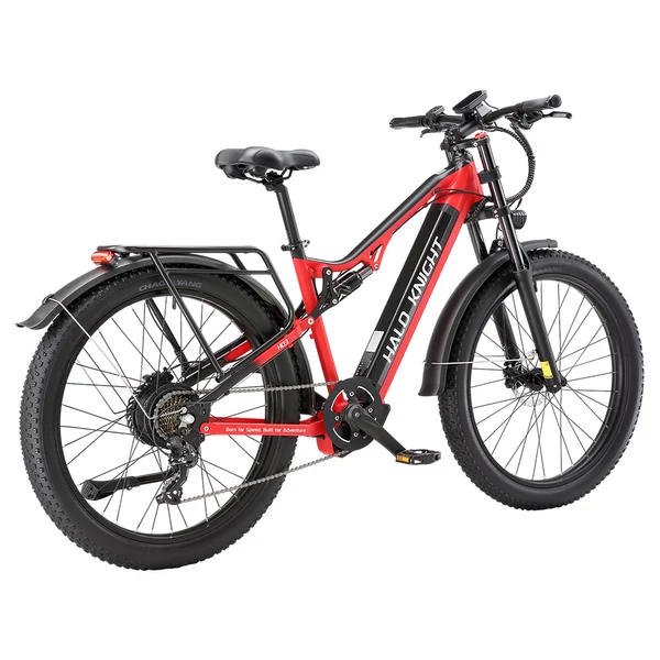 Halo Knight H03 elektromos kerékpár, 1000W motor, 48V 19.2Ah akku, 27.5×3.0 gumi, 50km/h, 90km hatótáv, hidraulikus fék, Shimano 7 sebesség – Piros