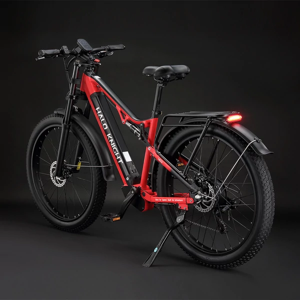 Halo Knight H03 elektromos kerékpár, 1000W motor, 48V 19.2Ah akku, 27.5×3.0 gumi, 50km/h, 90km hatótáv, hidraulikus fék, Shimano 7 sebesség – Piros