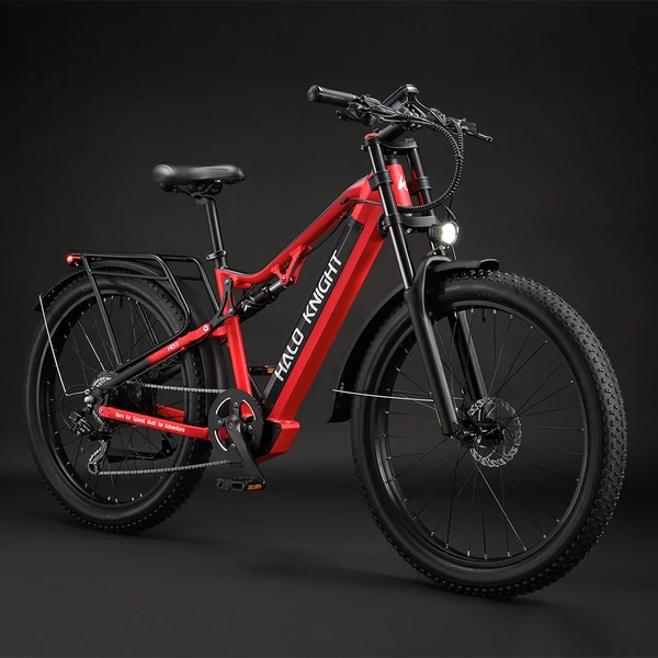 Halo Knight H03 elektromos kerékpár, 1000W motor, 48V 19.2Ah akku, 27.5×3.0 gumi, 50km/h, 90km hatótáv, hidraulikus fék, Shimano 7 sebesség – Piros