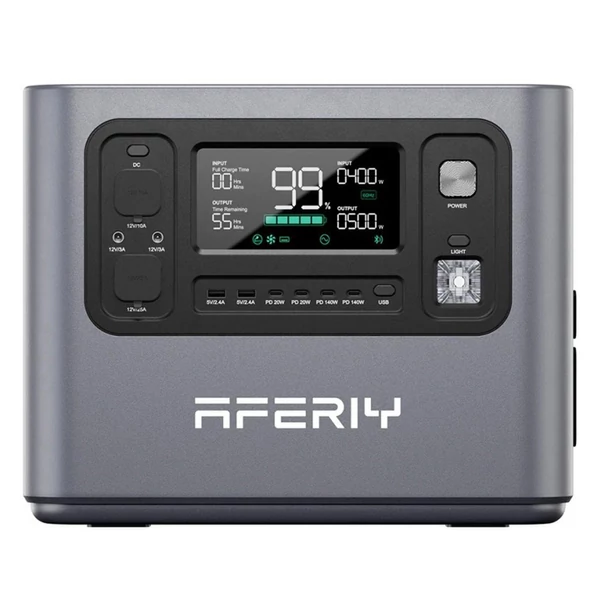 AFERIY P280 hordozható erőmű, 2800W tiszta szinusz AC, 2048Wh LiFePO4, bővíthető kapacitás, gyors töltés, 1200W napelem, UPS, okos app