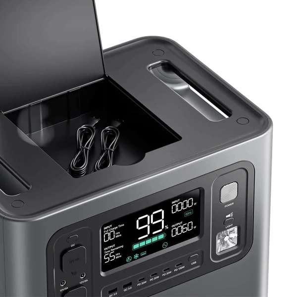 AFERIY P280 hordozható erőmű, 2800W tiszta szinusz AC, 2048Wh LiFePO4, bővíthető kapacitás, gyors töltés, 1200W napelem, UPS, okos app