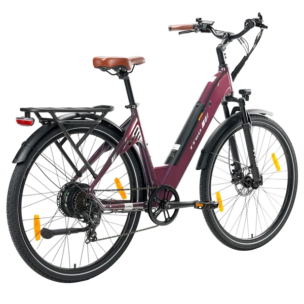 TTGO C3 Pro elektromos kerékpár, 250W motor, 36V 20Ah akku, 28” kerék, 25km/h, 120km hatótáv, hidraulikus fék, rugóvilla, torque szenzor – Piros