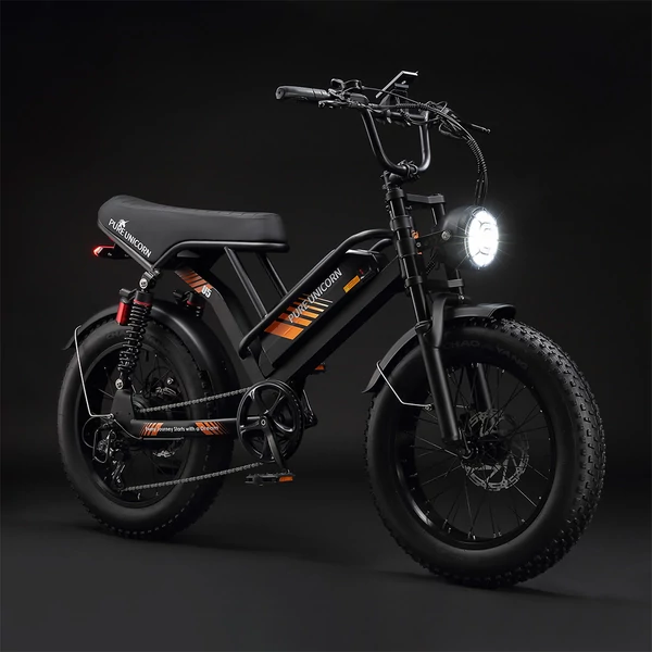 PURE UNICORN U5 elektromos kerékpár, 1000W motor, 48V 19.2Ah akkumulátor, 20×4” fat gumi, 45 km/h, 80 km hatótáv, hidraulikus fék, rugózás, Shimano 7 seb.