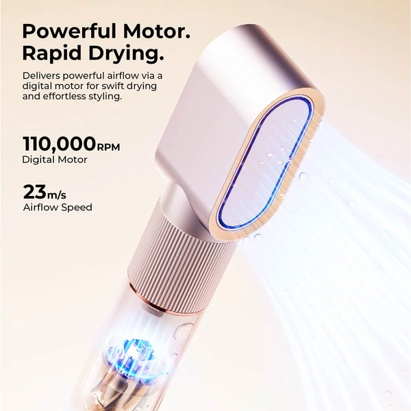 JIMMY HF9 Pro multistyler és nagysebességű hajszárító, 110000 ford./perc, 23 m/s légáram, 20M negatív ion, 1,8 m kábel – szárítás, formázás, göndörítés