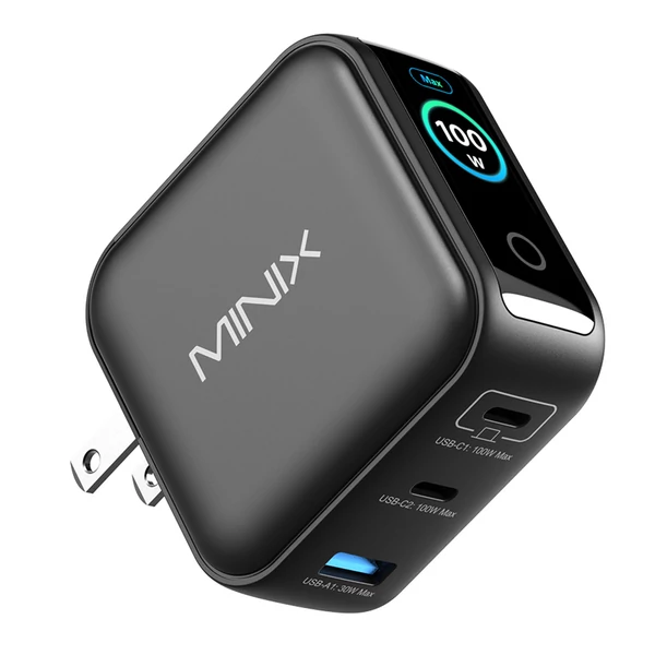 MINIX P3 Pro 3 portos LED‑es GaN fali gyorstöltő