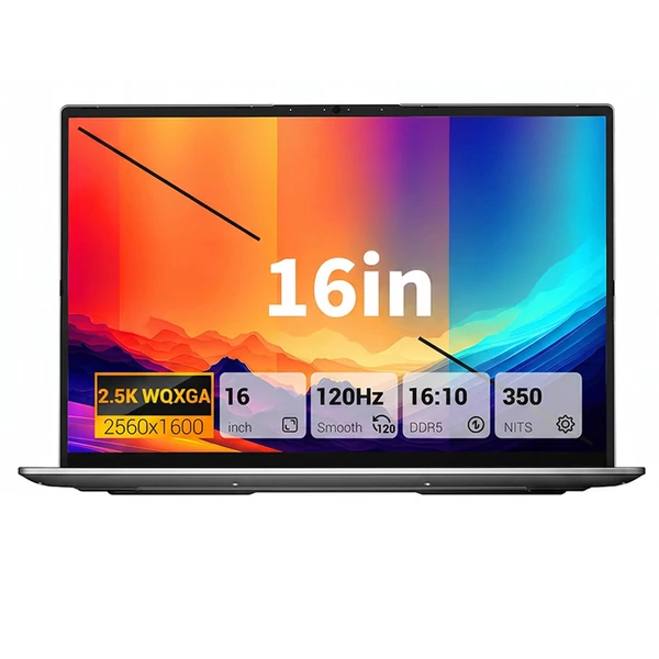 FIREBAT U6B laptop, 16 hüvelykes 2560×1600 120Hz IPS, Ryzen 5 6600H, 16GB LPDDR5, 512GB SSD, WiFi 6, BT 5.2, dupla ventilátor, 58Wh, USB‑C, HDMI