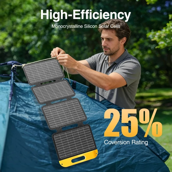 VTOMAN VS40 40W hordozható, összecsukható napelem, 25% monokristályos cellák, PD 30W USB‑C/USB‑A gyorstöltés, IP67, kempinghez és power stationhöz