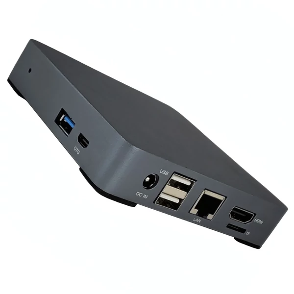 X36‑mini mini PC, RK3566 négymagos 1.8GHz, 4GB RAM, 16GB eMMC, HDMI 4K, USB, gigabites LAN, 3.5 mm audio, WiFi 5, BT 4.2, Android 15/Linux