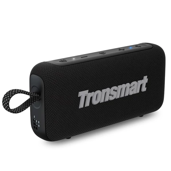 Tronsmart Trip 2 hordozható kültéri Bluetooth hangszóró, SoundPulse mély basszus, 42mm driver, IPX7 vízálló, 20 órás üzemidő - Fekete