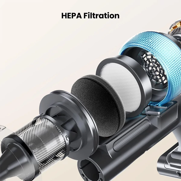 Yaber P20 vezeték nélküli porszívó, 33kPa szívóerő, 400W motor, 52 perc üzemidő, 0.8L tartály, önállóan álló, HEPA szűrés, LED kijelző, gubancgátló kefe