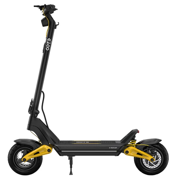 OOTD S10 összecsukható elektromos roller, 10" kerék, 1400W motor, 48V 20Ah akku, 25km/h, 60–70km hatótáv, 120kg teherbírás, IPX4, APP – Sárga
