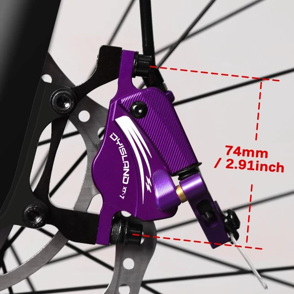 DYISLAND XT‑7 hidraulikus tárcsafék nyereg, bowdenes első‑hátsó fék MTB/országúti/elektromos kerékpárhoz - Lila
