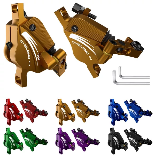 DYISLAND XT‑7 hidraulikus tárcsafék nyereg, bowdenes első‑hátsó fék MTB/országúti/elektromos kerékpárhoz - Sárga