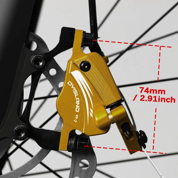 DYISLAND XT‑7 hidraulikus tárcsafék nyereg, bowdenes első‑hátsó fék MTB/országúti/elektromos kerékpárhoz - Sárga