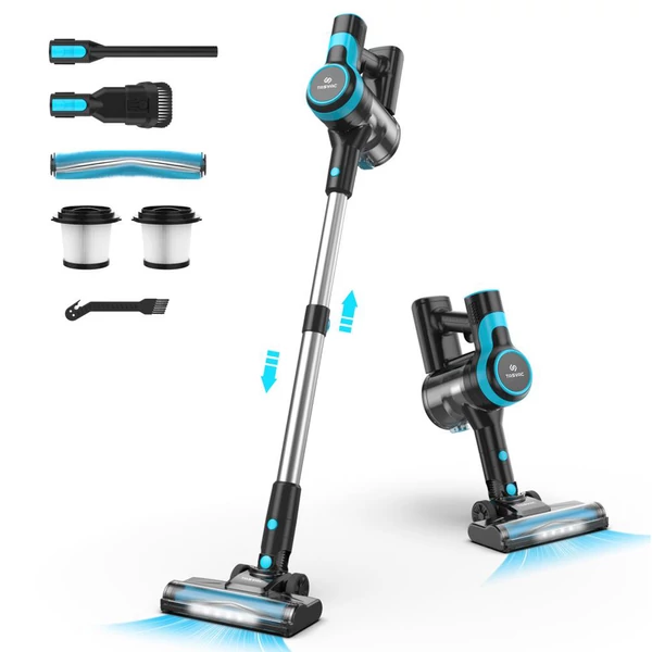 TASVAC V600 vezeték nélküli porszívó, 28000Pa szívóerő, 120000 RPM motor, LED padlókefe, 45 perc üzemidő, mosható HEPA