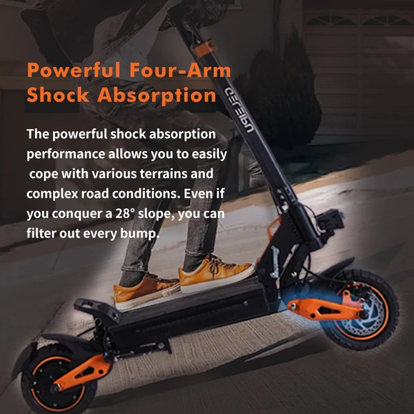 GELEIPU Z1 Pro elektromos roller, 2×1200W motor, 52V 20Ah akku, 65km/h, 70km hatótáv, 10" kerék, dupla tárcsafék, négykaros rugózás