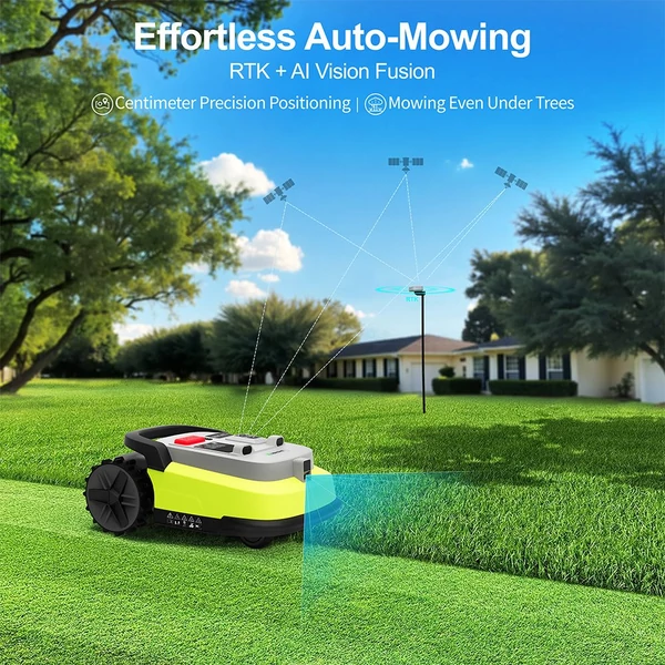 UBHOME M10 robotfűnyíró, RTK+AI navigáció, vezeték nélkül, 7000 m², 55% emelkedő, 15 zóna, akadálykerülés, 230 mm, APP