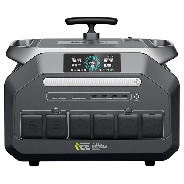 IEETek P3200 hordozható erőmű, 2048Wh LiFePO4 akkumulátor, 3200W tiszta szinusz, 6400W csúcs, 1.5h gyorstöltés, 1000W napelem bemenet