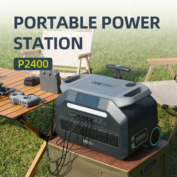 IEETek P2400 hordozható erőmű – 2048Wh LiFePO4 akkumulátor, 2400W tiszta szinusz, 4800W csúcs, 1800W gyorstöltés, 800W napelem, <10ms EPS, WiFi/Bluetooth
